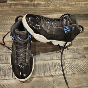 Jordan 6 Rings Black/Baby Blue With White Sole Youth Size 3